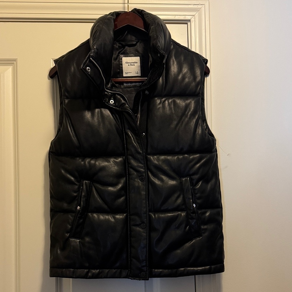 Abercrombie & Fitch Quilted Black Vegan Leather Vest